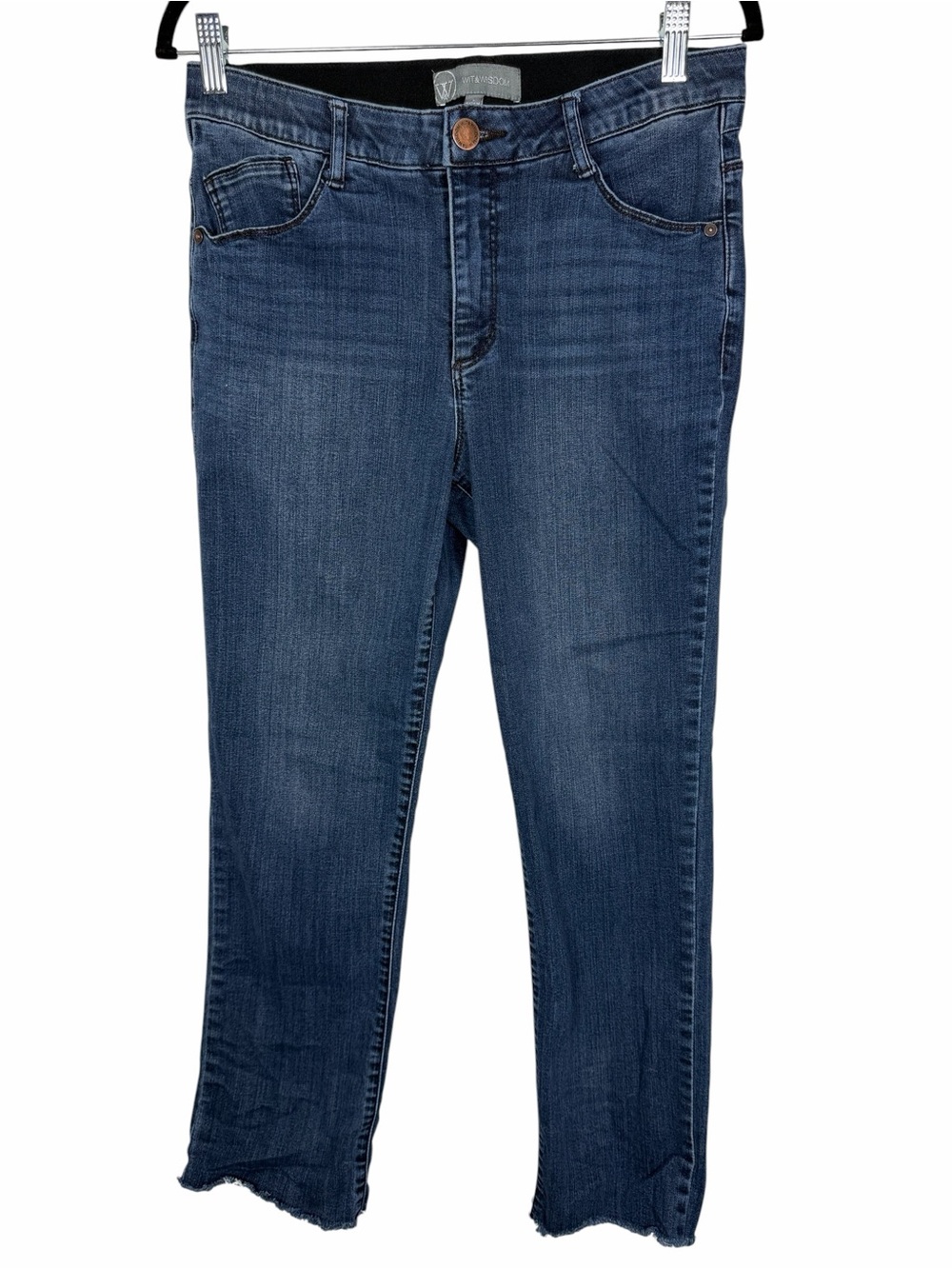 Wit & Wisdom “AB”solution Straight Leg Denim Jeans Medium Blue Size 8 Frayed Hem